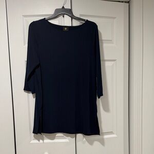 JM Collection Dark Blue Long Sleeve Top